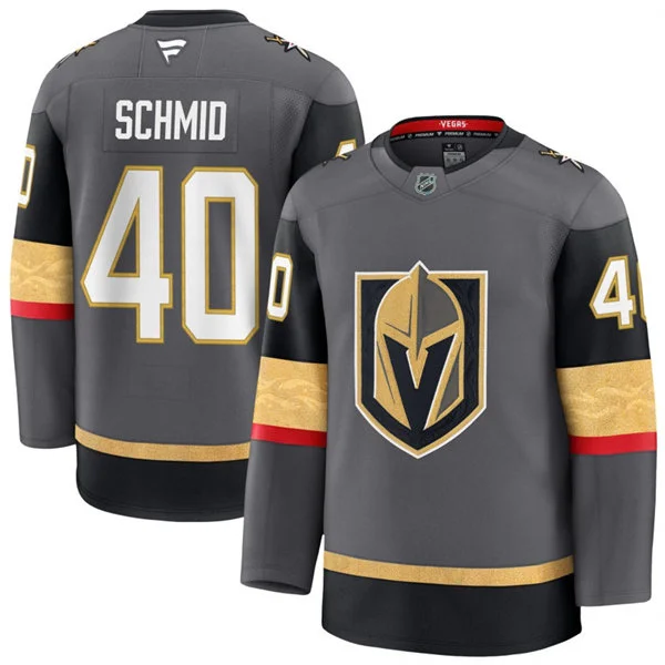 Mens Vegas Golden Knights #40 Akira Schmid Fanatics Gray Alternate Premium Jersey(1)