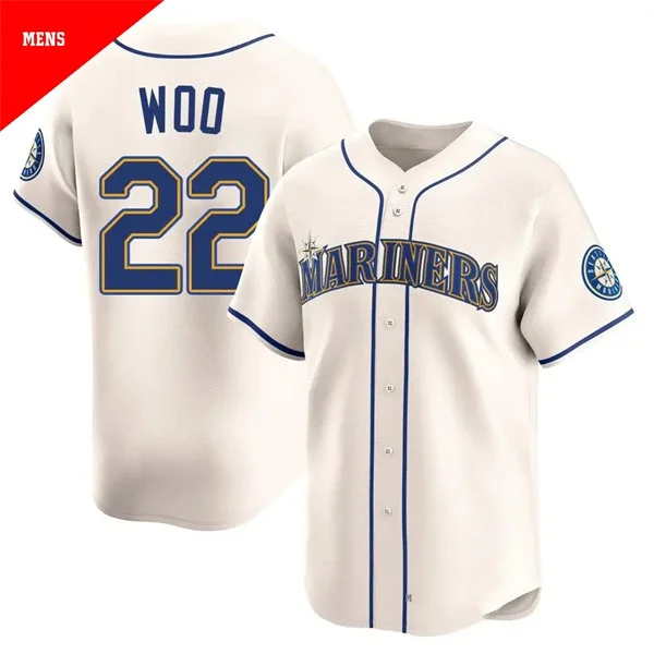 Men's Seattle Mariners #22 Bryan Woo Nike Cream Alternate Limited Jersey