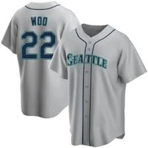Men's Seattle Mariners #22 Bryan Woo Nike Away Gray Limited Jersey