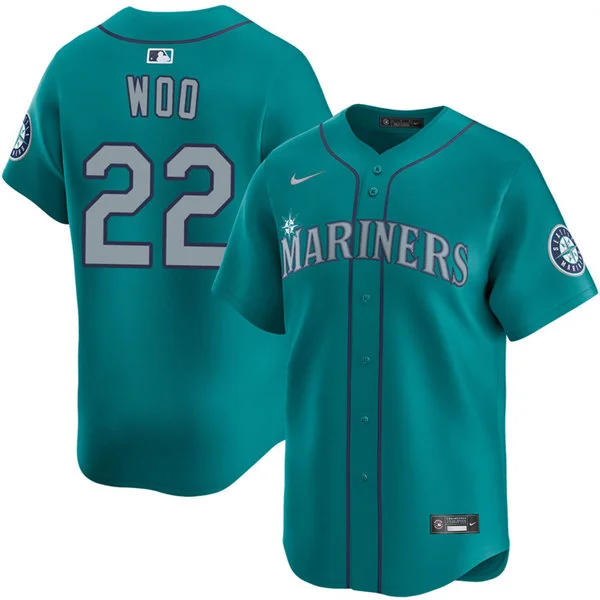 Men's Seattle Mariners #22 Bryan Woo Nike Aqua Alternate Limited Jersey