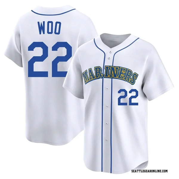 Men's Seattle Mariners #22 Bryan Woo Nike White Cooperstown Collection Jersey