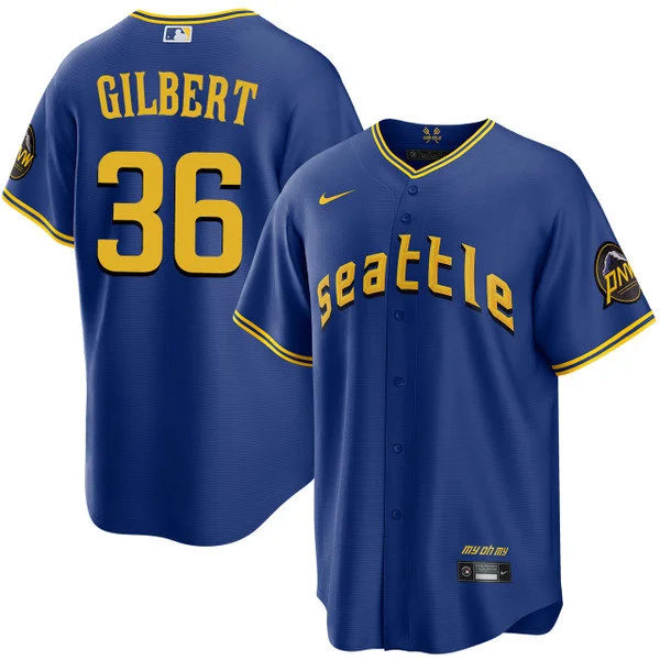 Men's Seattle Mariners #36 Logan Gilbert Nike Royal City Connect Limited Jersey