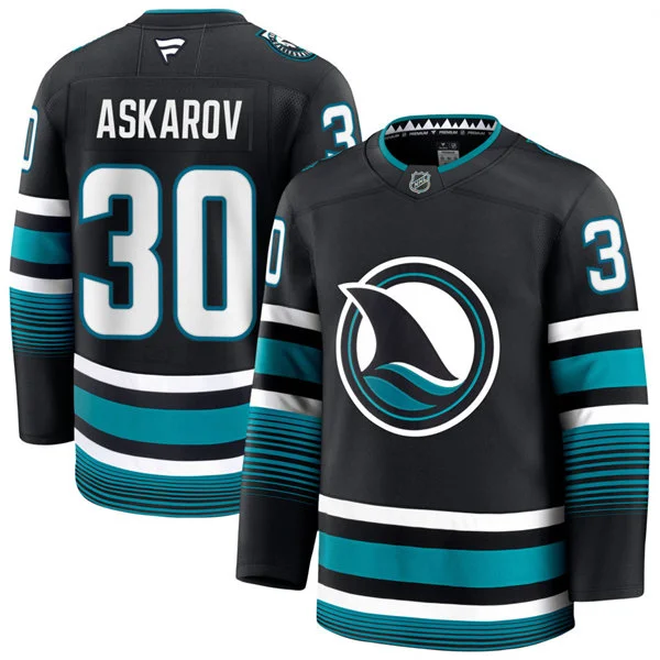 Mens San Jose Sharks #30 Yaroslav Askarov Fanatics Black Alternate Premium Jersey