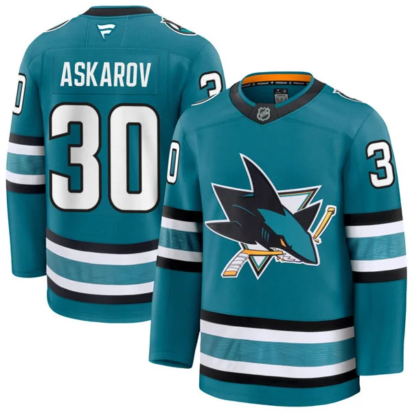 Mens San Jose Sharks #30 Yaroslav Askarov Fanatics Home Teal Player Jersey