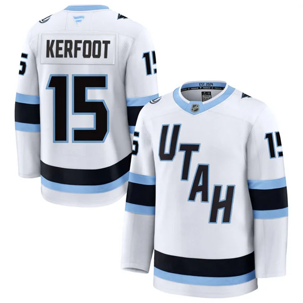 Mens Utah Mammoth #15 Alexander Kerfoot Fanatics Away White Premium Jersey