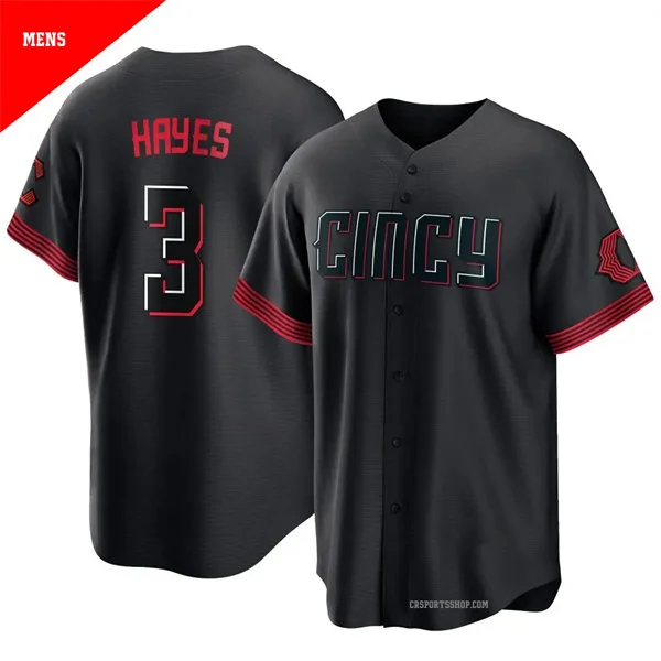 Mens Cincinnati Reds #3 Ke'Bryan Hayes Nike Black City Connect Limited Jersey 