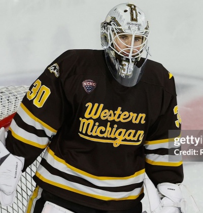 Western Michigan Broncos #30 Hampton Slukynsky 2026 Brown College Hockey Game Jersey