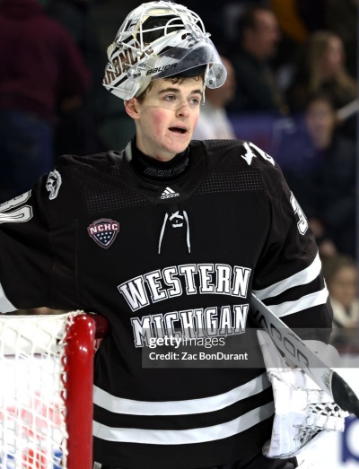 Western Michigan Broncos #30 Hampton Slukynsky 2025 Brown  College Hockey Game Jersey