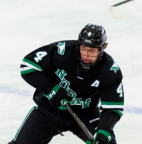 North Dakota Fighting Hawks #4 Jake Livanavage 2026 Black  College Hockey Game Jersey.jpg