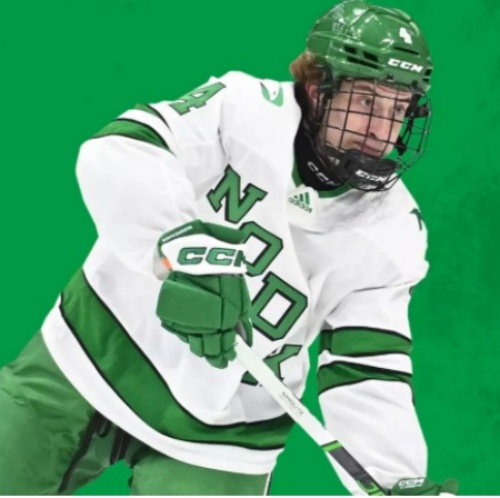 North Dakota Fighting Hawks #4 Jake Livanavage 2026 White College Hockey Game Jersey