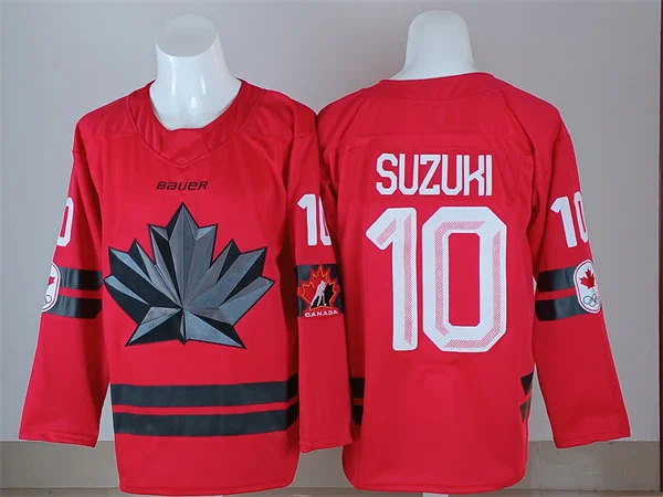 Men's #10 Nick Suzuki 2026 Canada Olympic Hockey Jersey Red