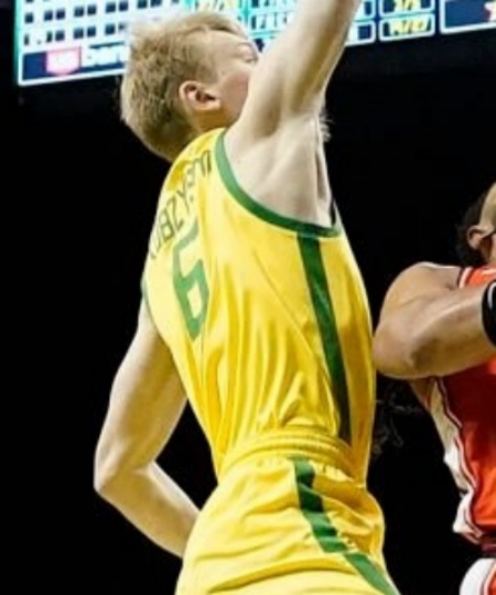 Oregon Ducks #6 Oleksandr Kobzystyi 2025 BIG 10 Yellow Basketball Game Jersey