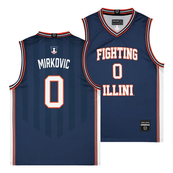 Illinois Fighting Illini #0 David Mirkovic Nike Navy Basketball Retro Jersey