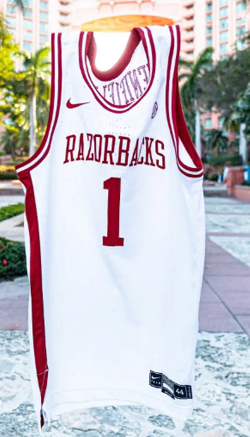 Arkansas Razorbacks #1 Meleek Thomas White College Basketball Retro Jersey