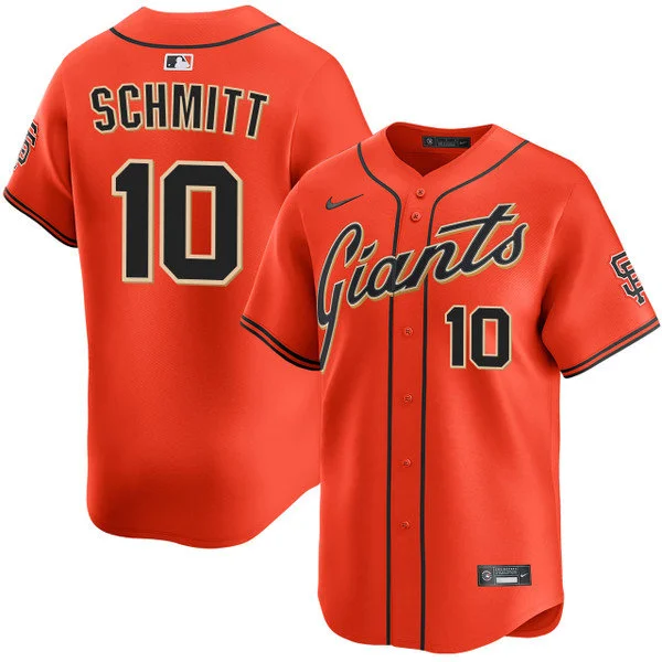 Mens San Francisco Giants #10 Casey Schmitt Nike Orange Alternate Limited Jersey