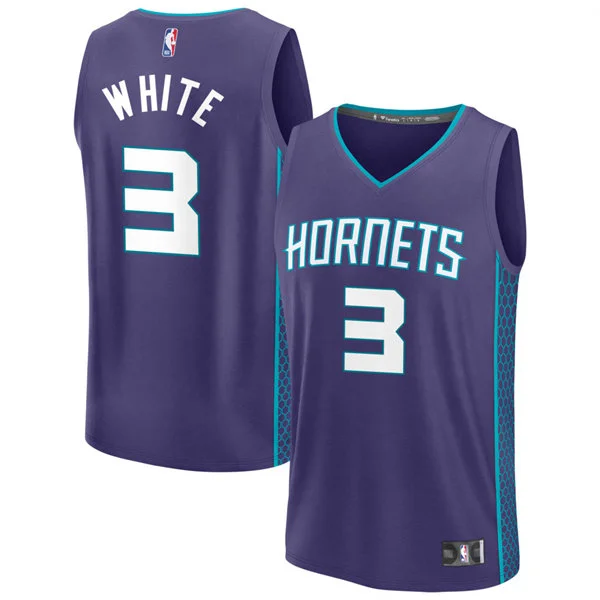 Men's Charlotte Hornets #3 Coby White Purple Statement Edition Swingman Jersey