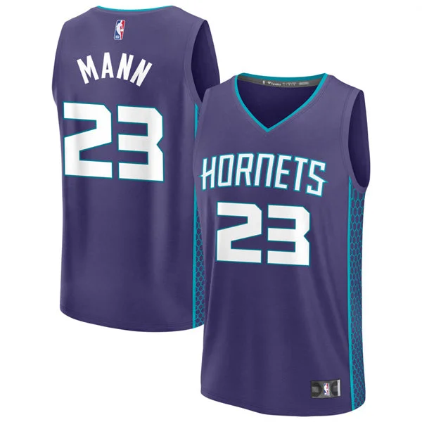 Men's Charlotte Hornets #23 Tre Mann Purple Statement Edition Swingman Jersey