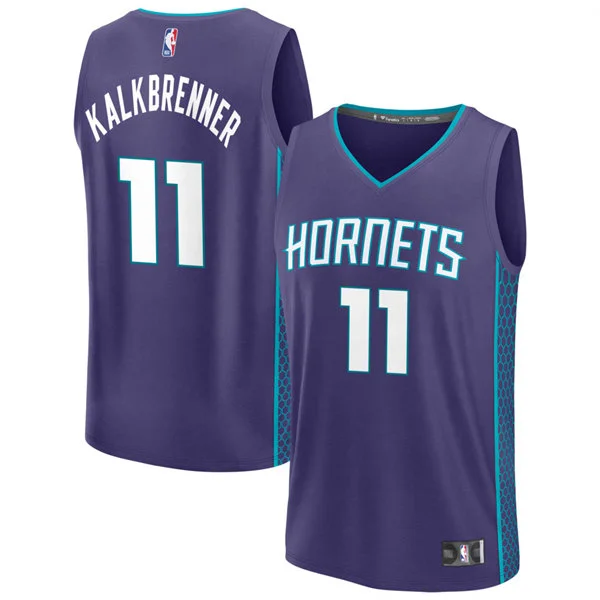 Men's Charlotte Hornets #11 Ryan Kalkbrenner Purple Statement Edition Swingman Jersey
