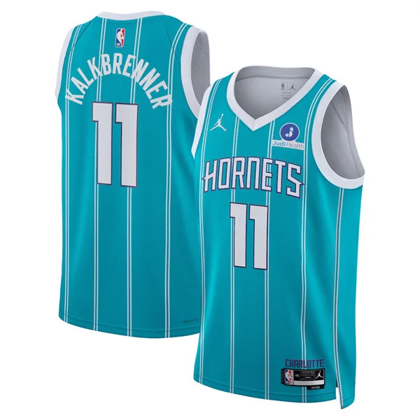 Men's Charlotte Hornets #11 Ryan Kalkbrenner Teal Icon Edition Swingman Jersey