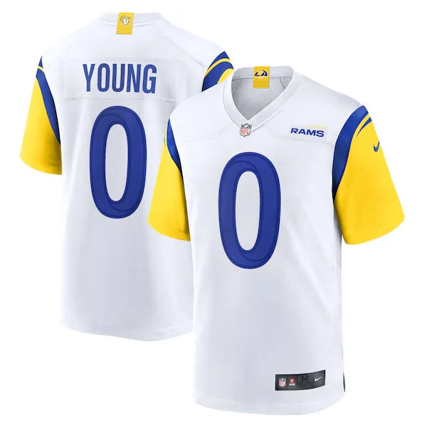 Mens Los Angeles Rams #0 Byron Young Nike White Alternate Vapor F.U.S.E. Limited Jersey