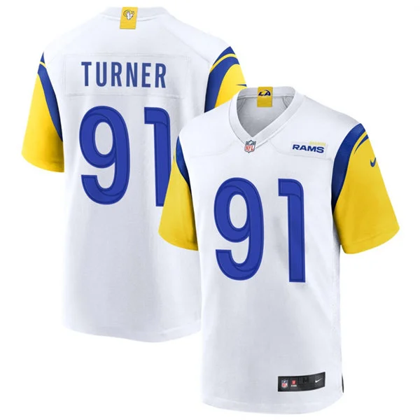 Mens Los Angeles Rams #91 Kobie Turner Nike White Alternate Vapor F.U.S.E. Limited Jersey
