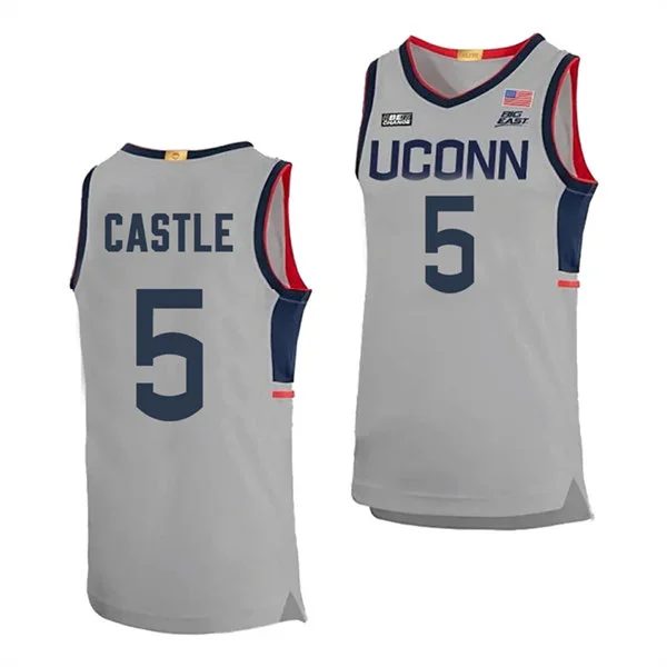 UConn Huskies #5 Stephon Castle 2024 Gray Uconn College Basketball Game Jersey UConn Huskies #5 Stephon Castle 2024 Gray Uconn College Basketball Game Jersey