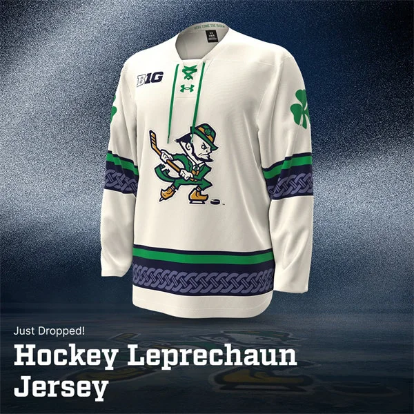 Notre Dame Fighting Irish Custom 2026 White Leprechaun Hockey Jersey