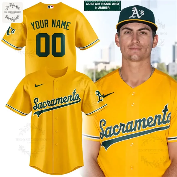 Athletics Custom Sacramento Gold Alternate Limited Jersey