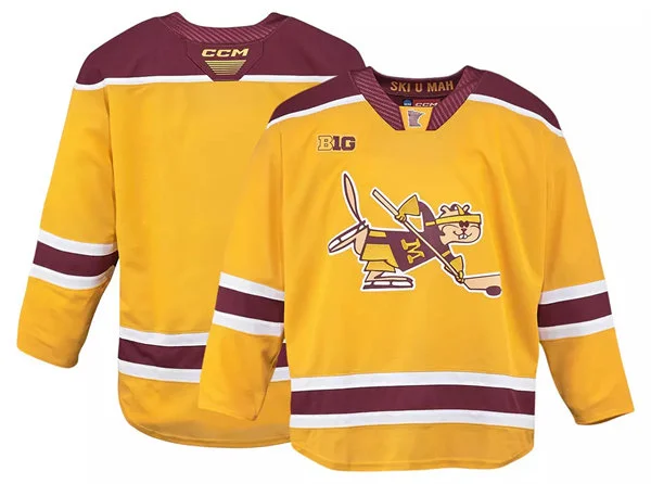 Minnesota Golden Gophers Custom 2026 CCM Gold Hockey Game Jersey