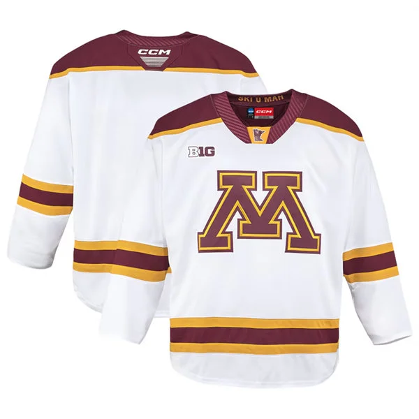 Minnesota Golden Gophers Custom 2026 CCM White Hockey Game Jersey