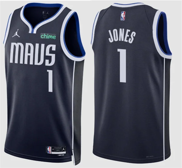 Mens Dallas Mavericks #1 Tyus Jones Navy Statement Edition Swingman Jersey