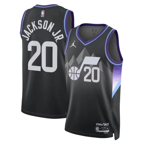 Mens Utah Jazz #20 Jaren Jackson Jr. Black Statement Edition Swingman Jersey