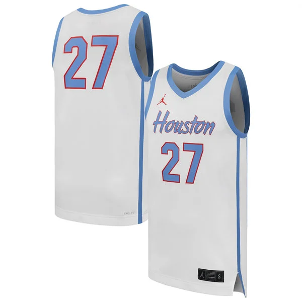 Houston Cougars Custom 2026 White Blue Basketball Jersey 