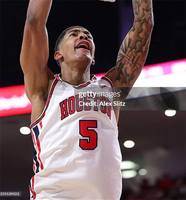 Houston Cougars #5 Chris Cenac Jr. 2025 White Retro Basketball Throwback Jersey