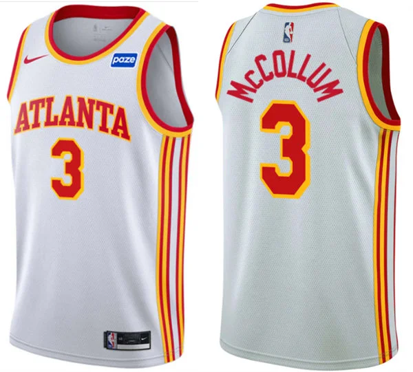 Mens Atlanta Hawks #3 CJ McCollum White Association Edition Swingman Jersey