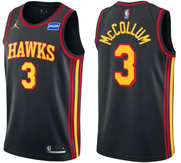 Mens Atlanta Hawks #3 CJ McCollum Black Statement Edition Swingman Jersey