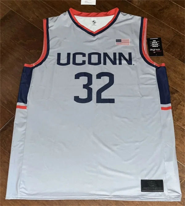 UConn Huskies #32 Donovan Clingan 2024 Gray Uconn College Basketball Game Jersey