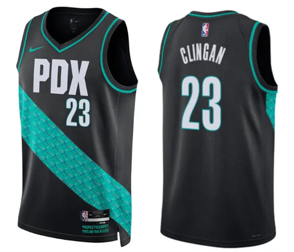 Mens Portland Trail Blazers #23 Donovan Clingan Black 2025-26 City Edition Swingman Jersey