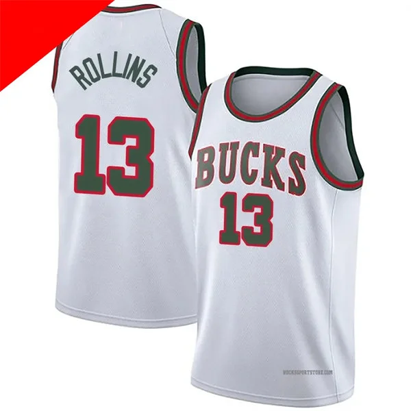Mens Milwaukee Bucks #13 Ryan Rollins White Nike Classic Edition Jersey
