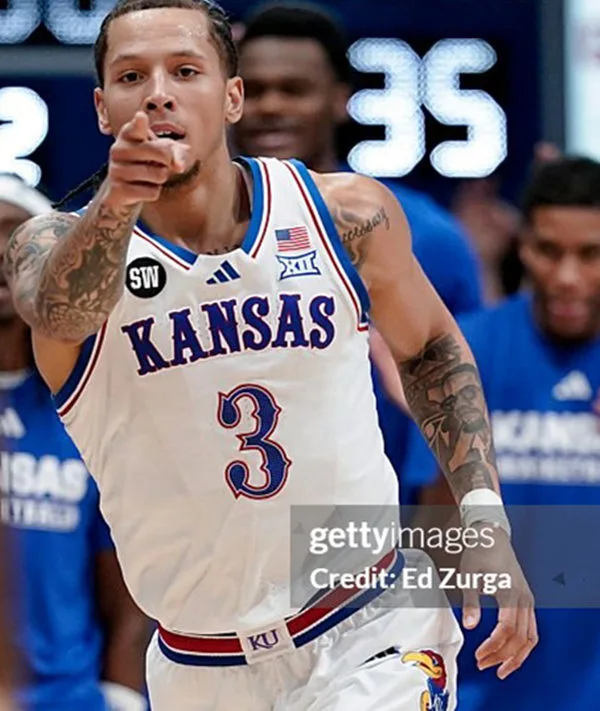 Kansas Jayhawks #3 Tre White 2025-26 White College Basketball Game Jersey