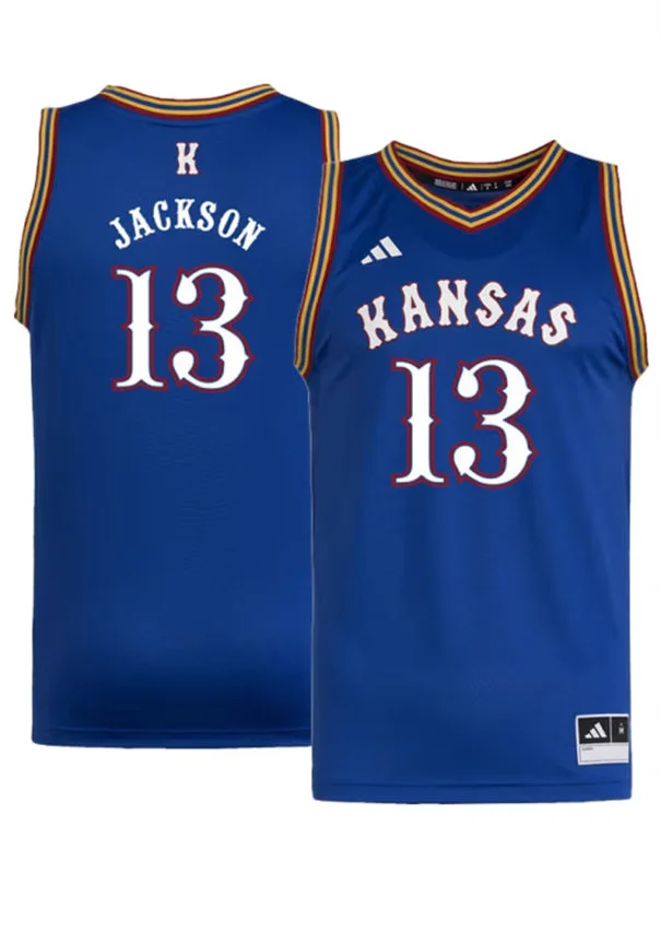 Kansas Jayhawks #13 Elmarko Jackson 2026 Royal Basketball Retro Jersey