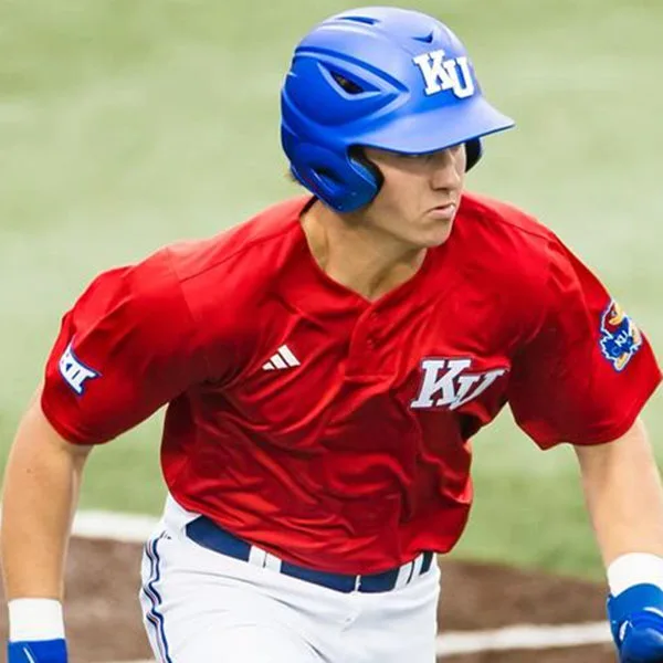 Kansas Jayhawks Custom 2025 Red KU two-Button Pullover Baseball Game Jersey