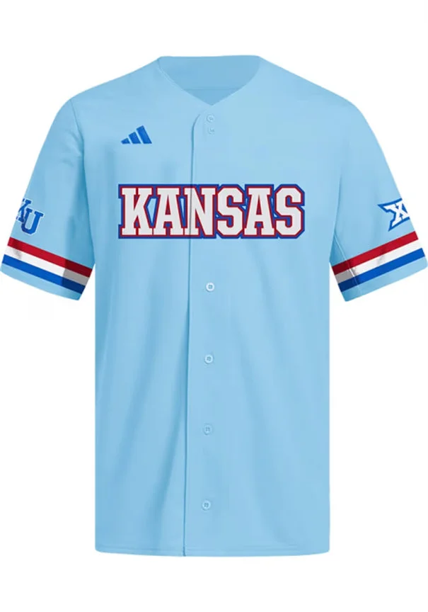 Kansas Jayhawks Custom 2026 Light Blue Baseball Game Jersey