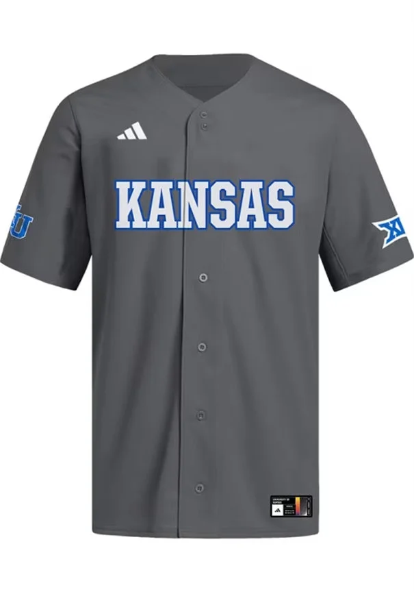Kansas Jayhawks Custom 2026 Dark Grey Baseball Game Jersey