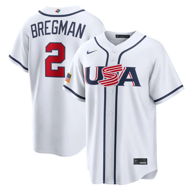 USA #2 Alex Bregman Nike White 2026 World Baseball Classic Limited Jersey