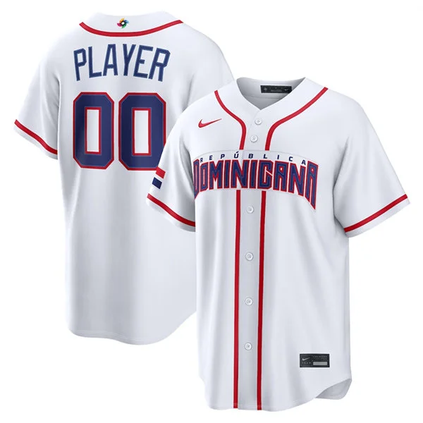 Custom Dominican Republic Baseball Nike White 2026 World Baseball Classic Limited Jersey
