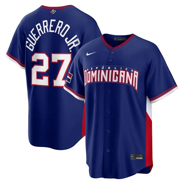 Men's Dominican Republic Baseball #27 Vladimir Guerrero Jr. Nike Royal 2026 World Baseball Classic Limited Jersey 