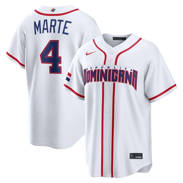 Men's Dominican Republic Baseball #4 Ketel Marte Nike White 2026 World Baseball Classic Home Stadium Jersey