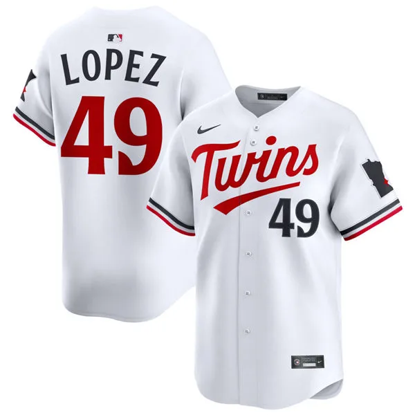 Mens Minnesota Twins #49 Pablo Lopez Nike Home White Limited Jersey