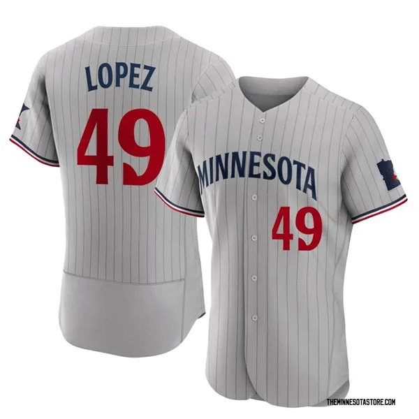 Mens Minnesota Twins #49 Pablo Lopez Nike Gray Pinstripe Vapor Limited Jersey
